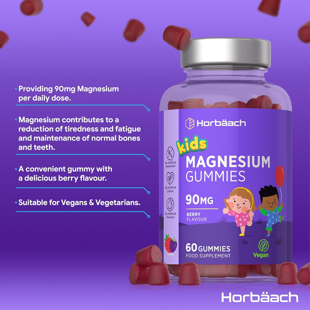 Magnesium for Kids 90 mg - 60 Gummies