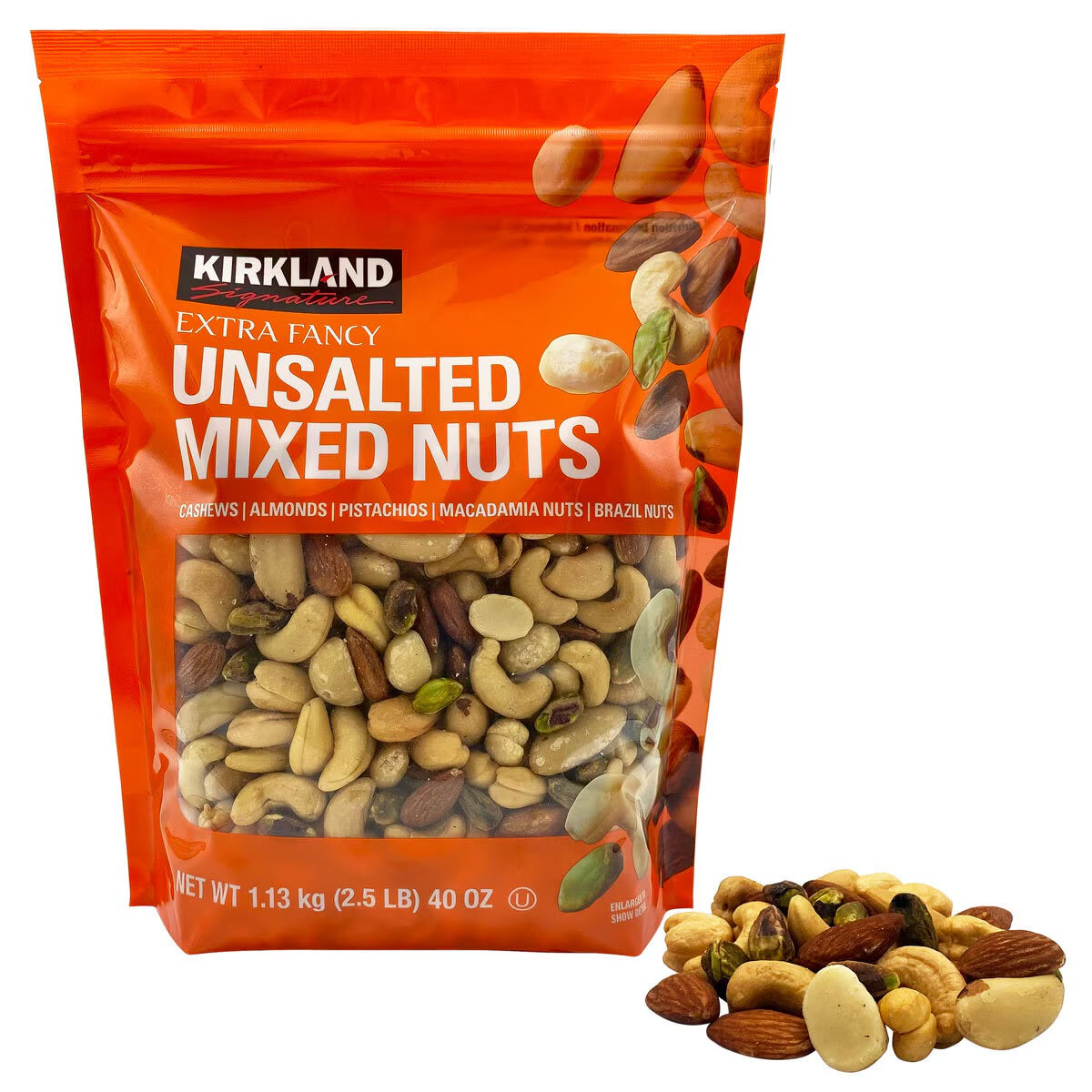 Kirkland Signature Unsalted Mixed Nuts Bag, 1.13KG