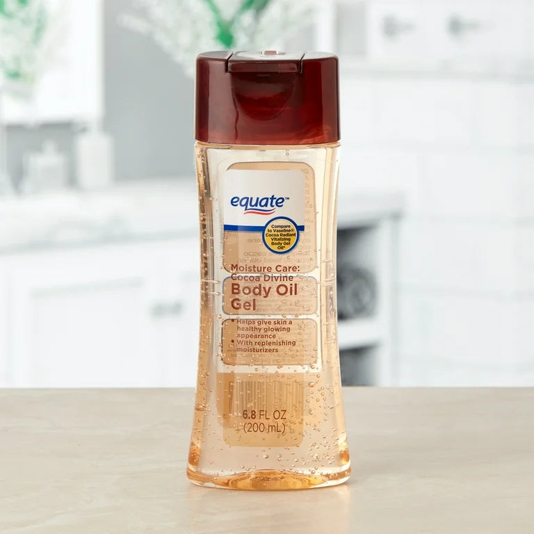 Equate Moisture Care Cocoa Divine Body Oil Gel, 6.8 fl oz, Compare to Vaseline® Cocoa Radiant Vitalizing Body Gel Oil for Glowing Skin 200ML