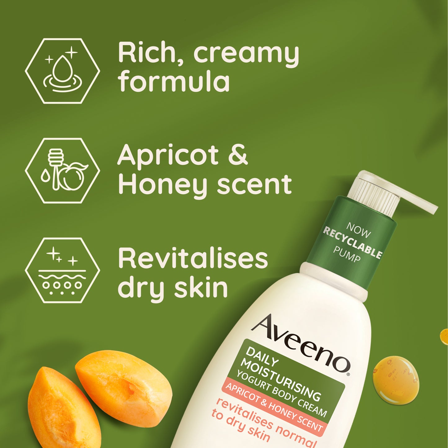 Aveeno Daily Moisturising Yogurt Body Cream – Apricot & Honey Scented 300ml