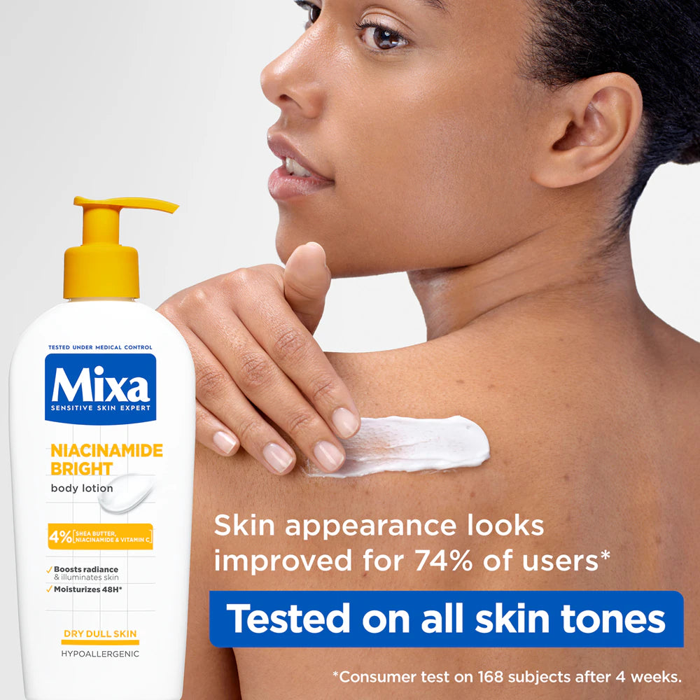 Mixa niacinamide bright body lotion for dry dull skin 400ml (Pre-Order, Delivery 13/08/26)