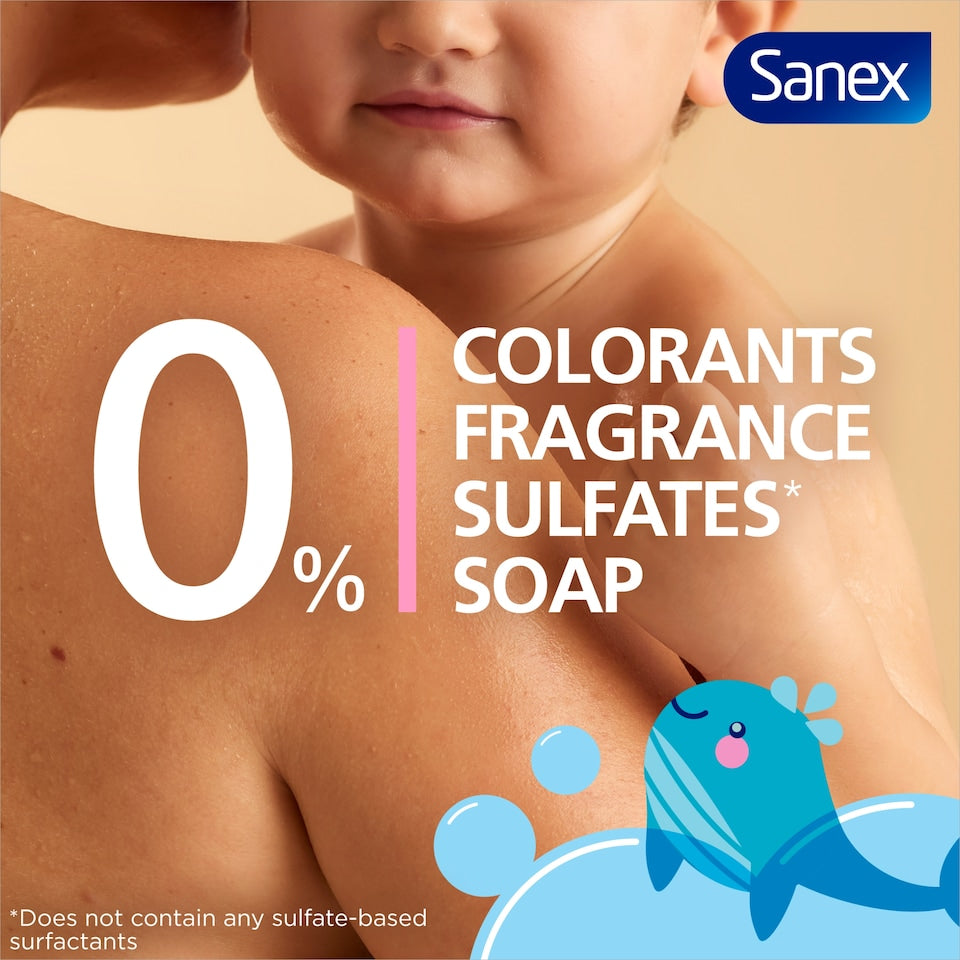Sanex Zero% Baby Hypoallergenic Fragrance Free Bath Wash & Shampoo 450ml