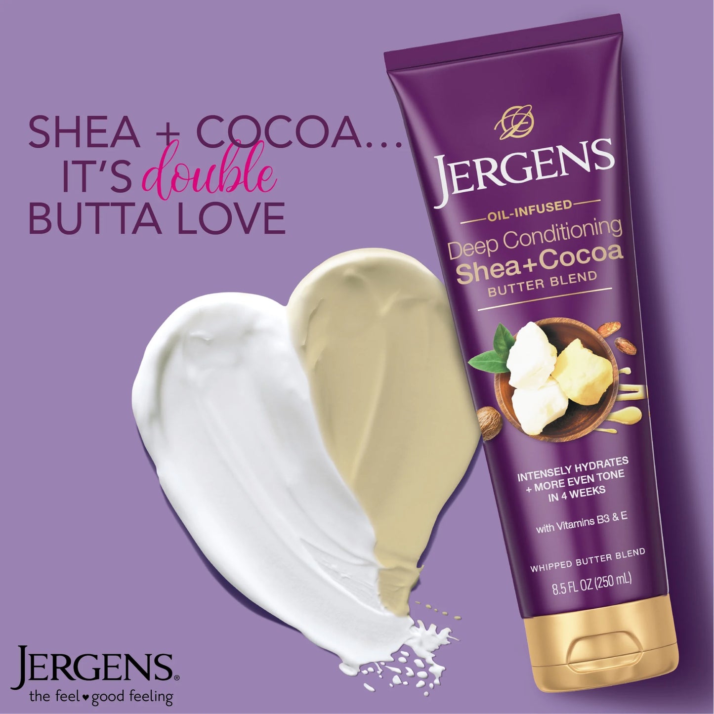 Jergens Deep Conditioning Lotion Shea + Cocoa Whipped Body Butter - Vitamins B3 & E - Dry Skin 8.5 oz