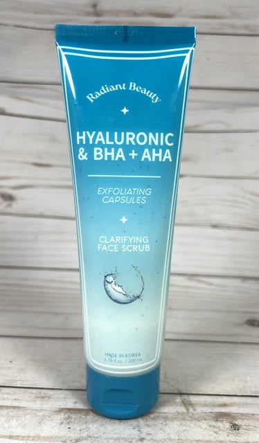 Radiant Beauty Hyaluronic & BHA + AHA Exfoliating Capsules + Clarifying Face Scrub 200ML