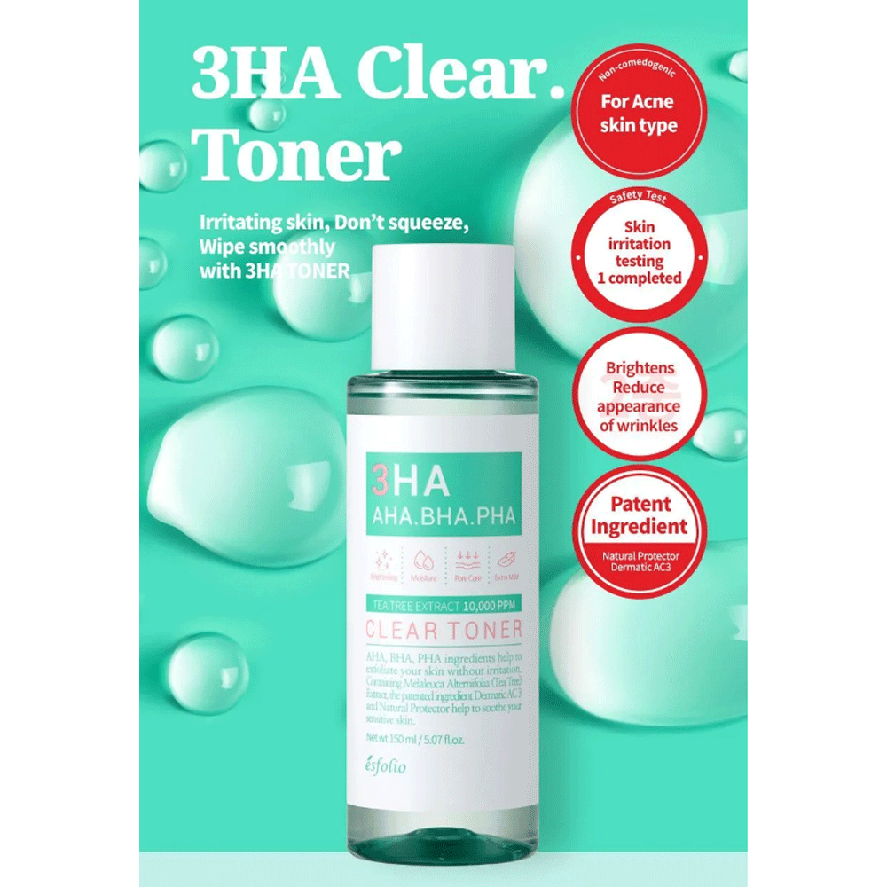 Esfolio 3HA.AHA.BHA.PHA Tea Tree Extract - Clear Toner 150ML