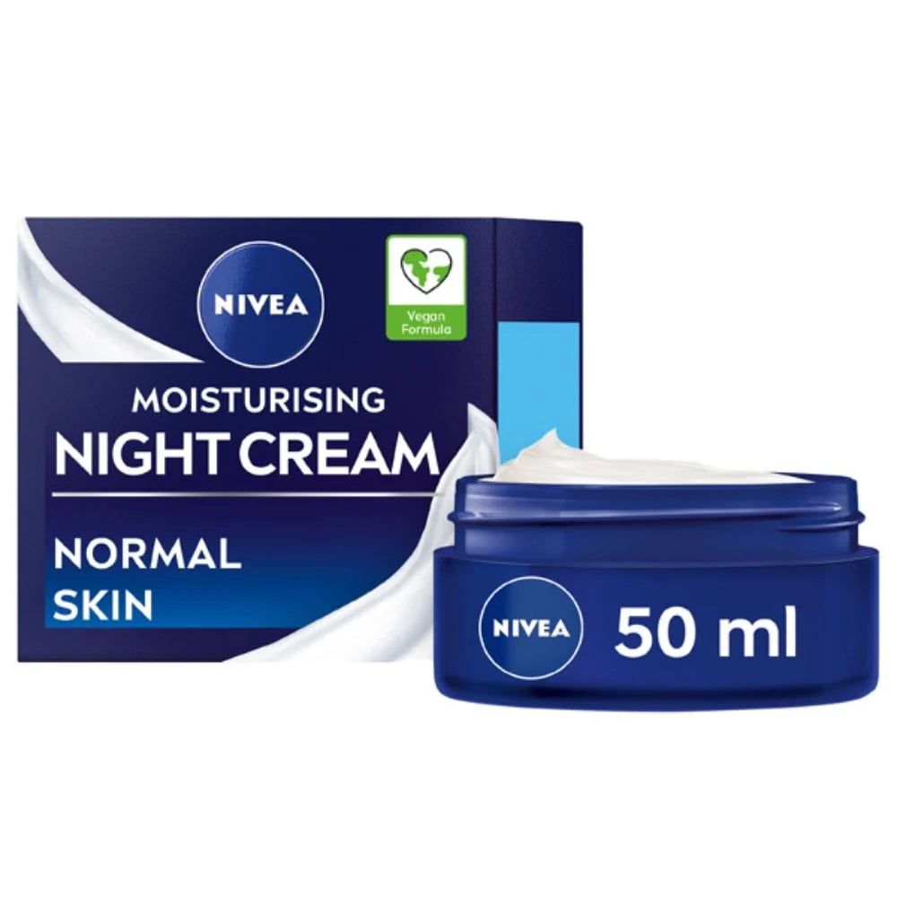 NIVEA 24H Moisture Moisturising Night Cream with Vitamin E for Normal Skin 50ML