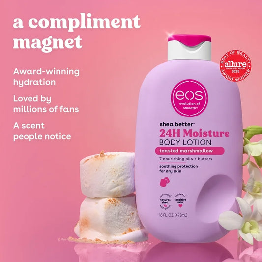 eos Shea Better Toasted Marshmallow Body Lotion for Dry Skin, 16 fl oz