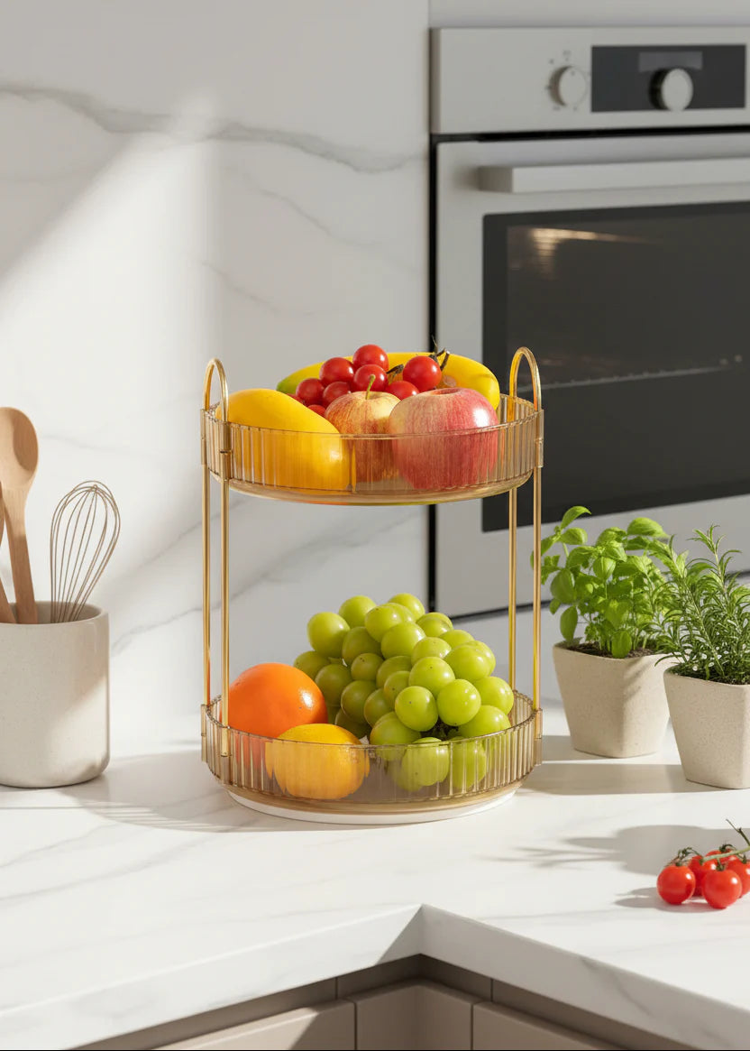 Two Tier Rotating Makeup Organiser - Amber