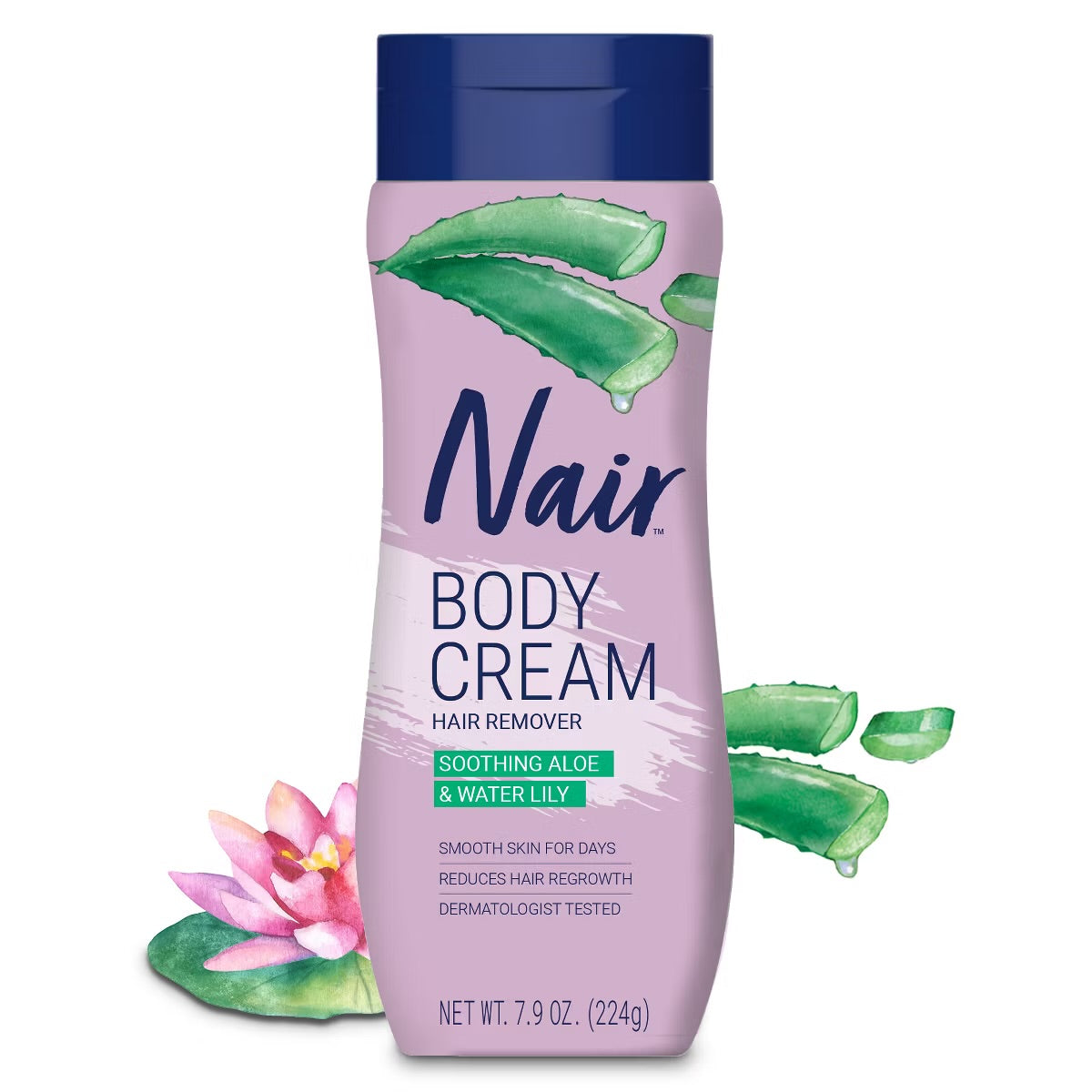 Nair Hair Removal Cream - Aloe & Water Lily - 7.9oz: Bikini Line, Legs, Arms Application, All Hair And Skin Types