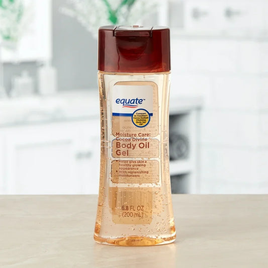 Equate Moisture Care Cocoa Divine Body Oil Gel, 6.8 fl oz, Compare to Vaseline® Cocoa Radiant Vitalizing Body Gel Oil for Glowing Skin 200ML
