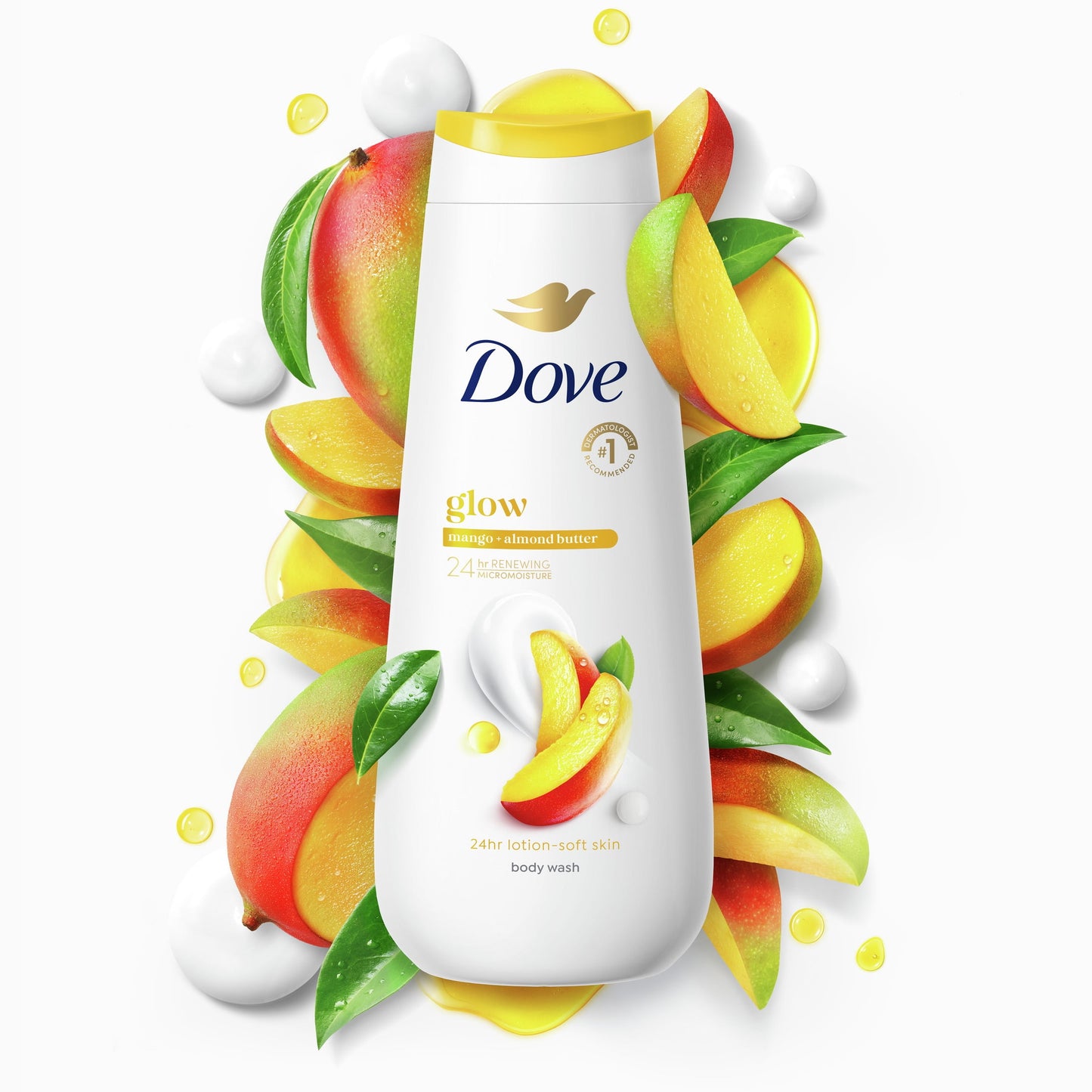 Dove - Glow Gentle Body Wash - Mango & Almond Butter, 20 oz