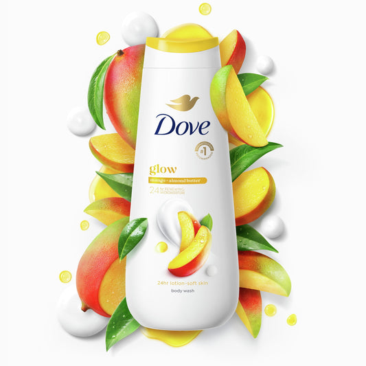 Dove - Glow Gentle Body Wash - Mango & Almond Butter, 20 oz