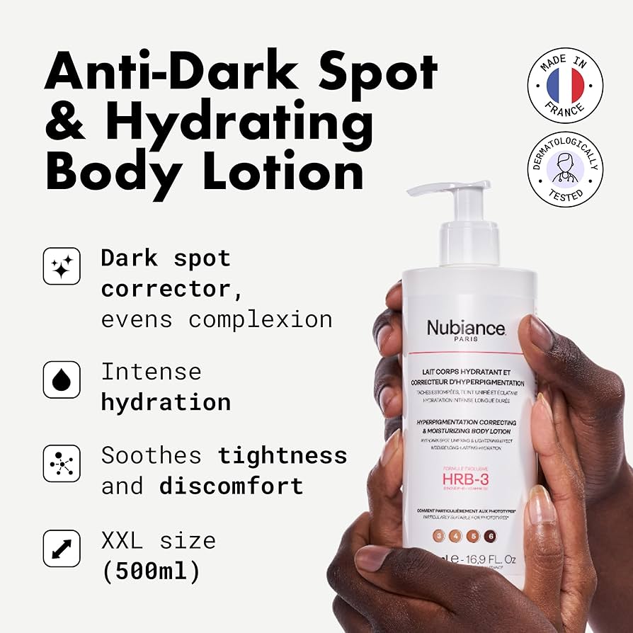NUBIANCE - Lait Corps Unifiant & Hydratant HRB-3, 500ml - Soin protecteur et Anti-Tache d'hyperpigmentation
