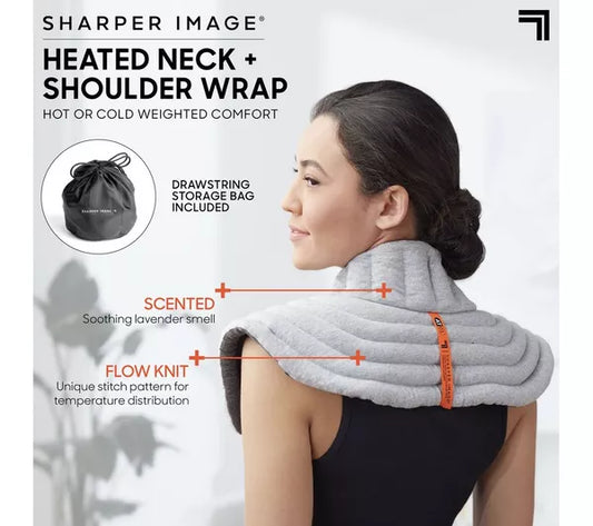 SHARPER IMAGE Neck & Shoulder Heated Wrap - Grey