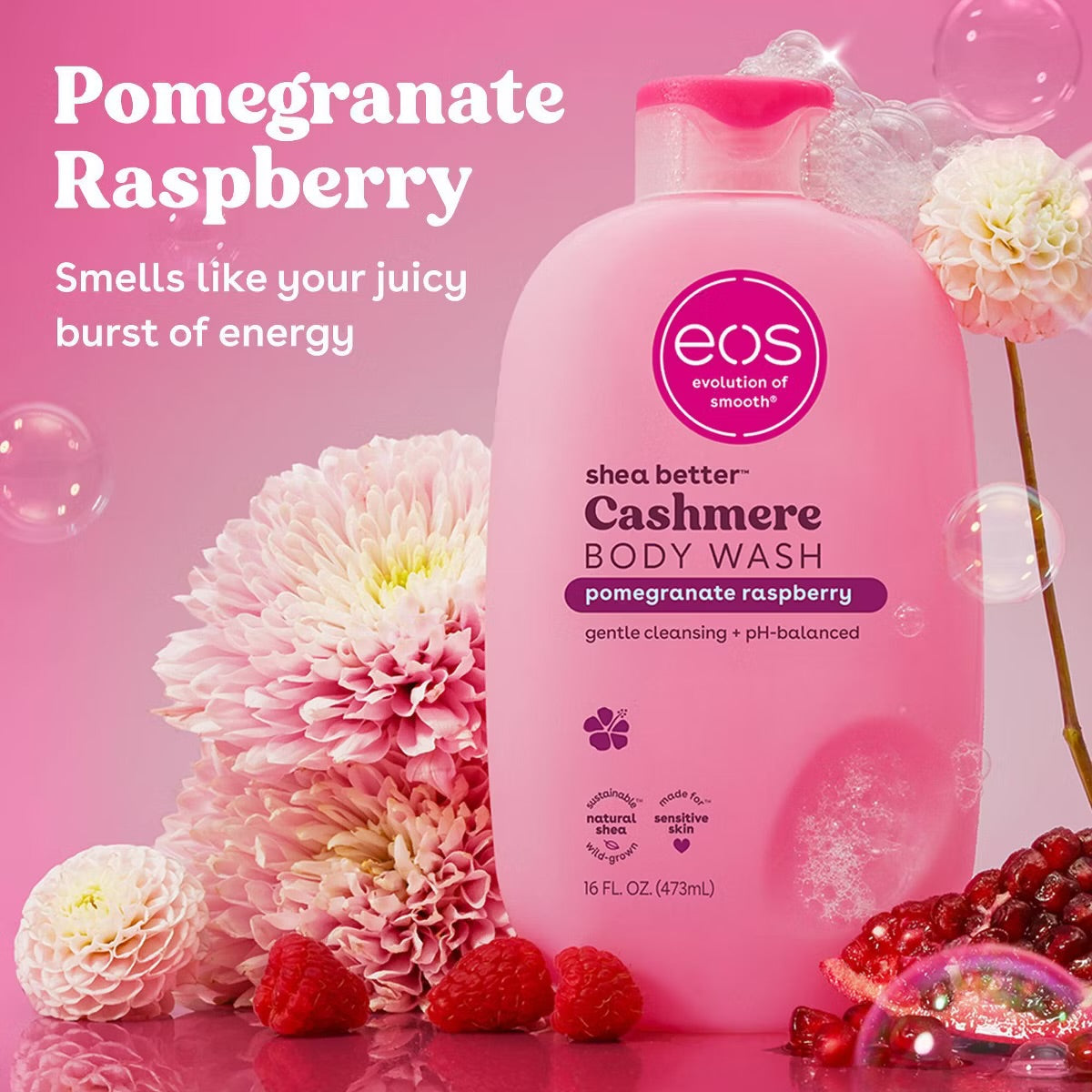 eos Cashmere Body Wash - Pomegranate Raspberry - 16 fl oz: Vegan, Dye-Free, Gel Form, Sensitive Skin
