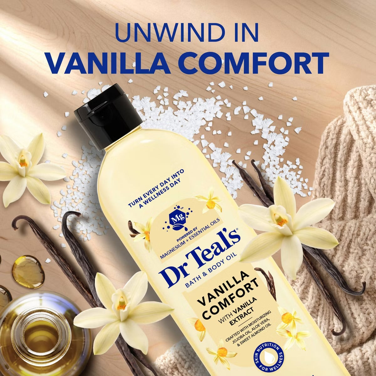 Dr Teal's Vanilla Comfort Moisturizing Bath & Body Oil with Essential Oils - 8.8 fl oz