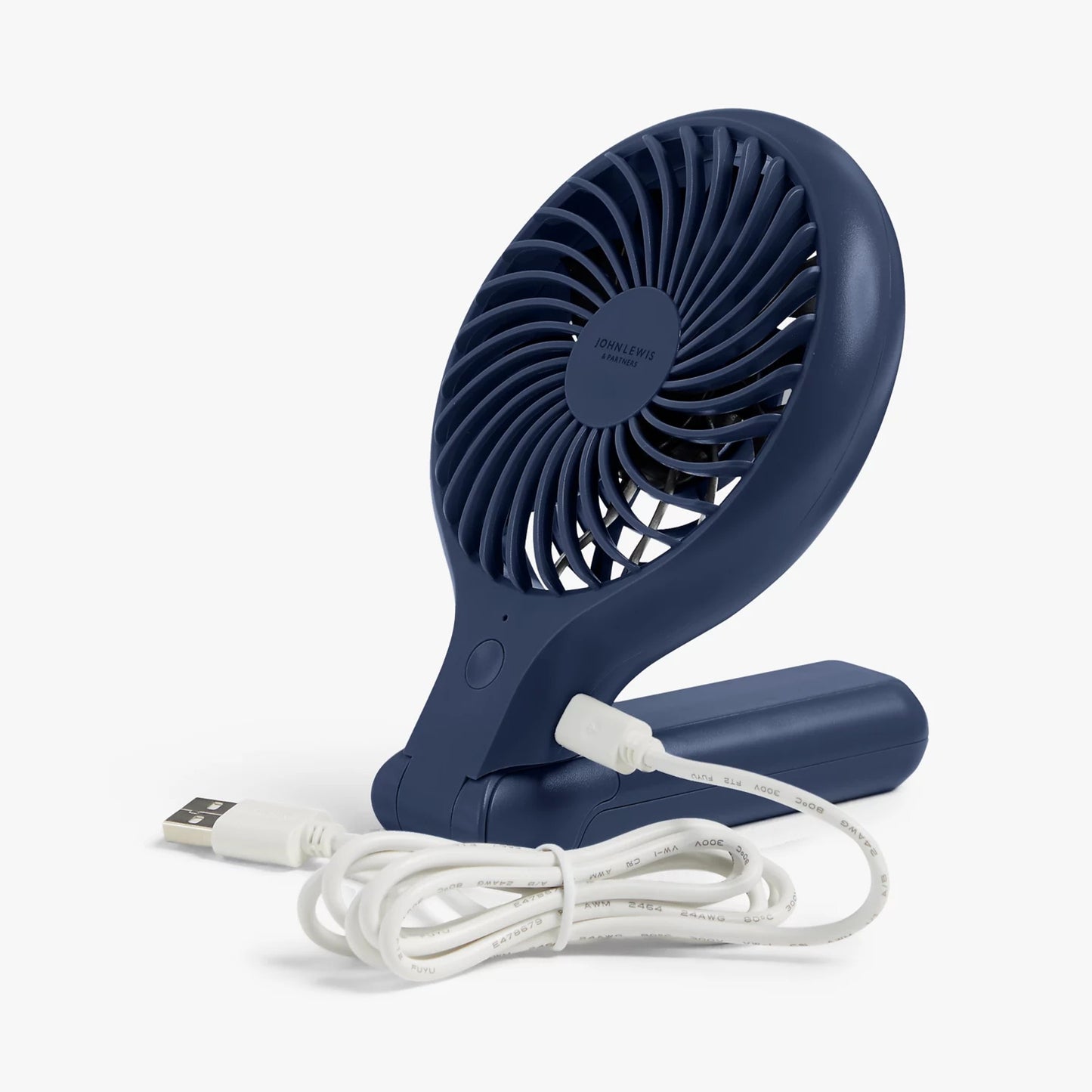 John Lewis Handheld & Foldable Desk Fan, 4 inch, Navy Blue