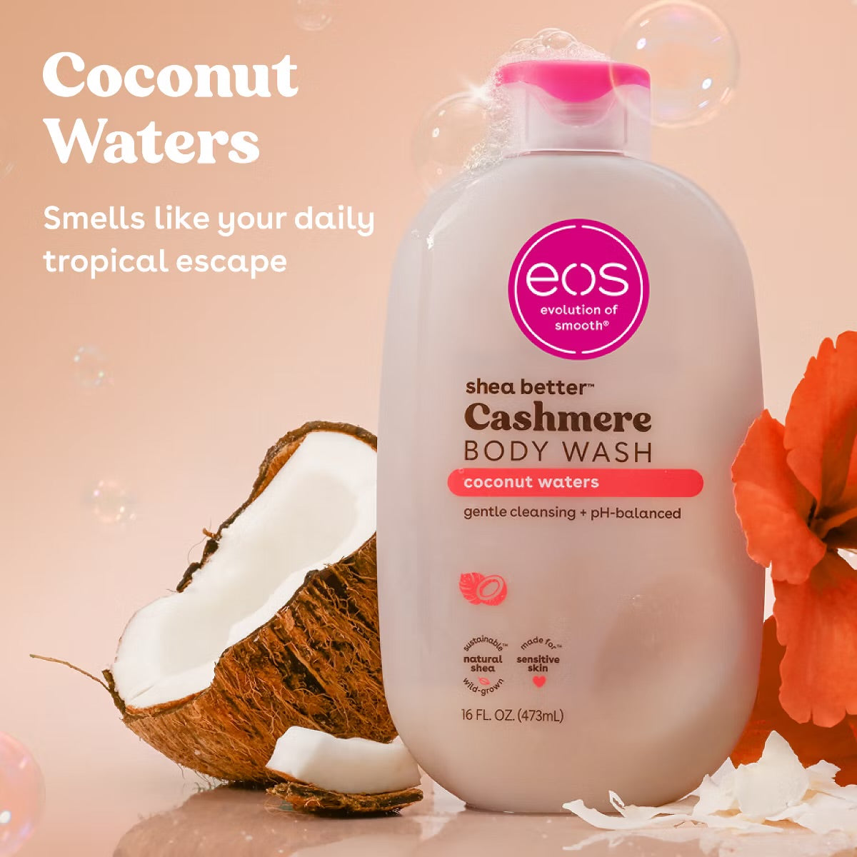 eos Shea Better Cashmere Body Wash - Coconut Waters - 16 fl oz: Vegan, Gluten-Free, Paraben-Free, Sensitive Skin