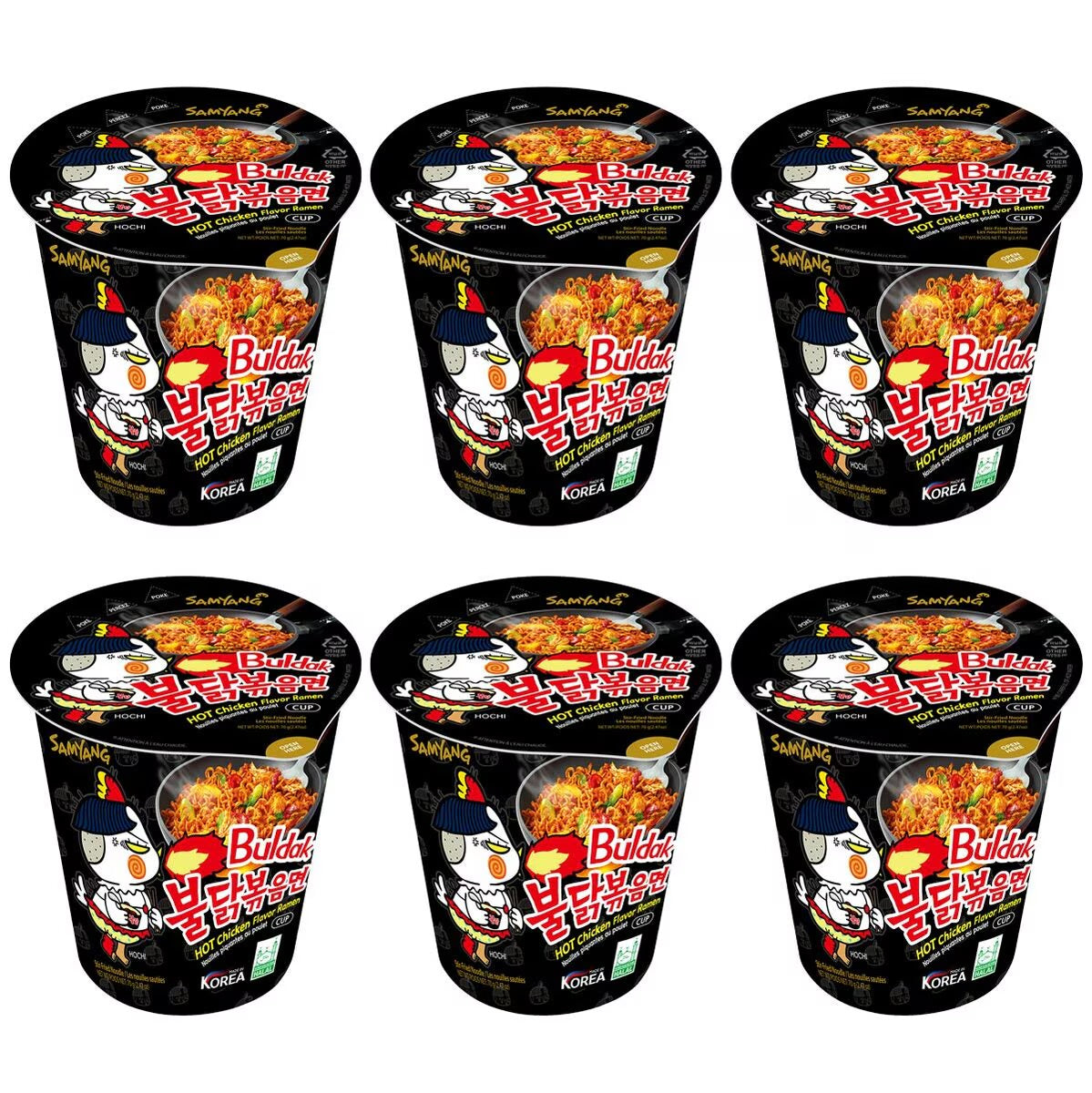 Samyang Hot Chicken Flavour Ramen Cup, 6 x 70G