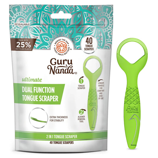 Guru Nanda - ULTIMATE DUAL FUNCTION TONGUE SCRAPER WITH ALIGNER REMOVER - 40 CT