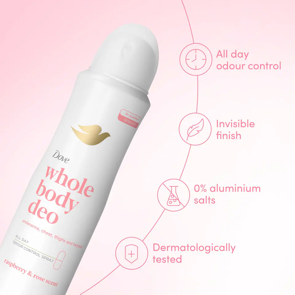 Dove Whole Body Deodorant Spray 48h Odour Control 150ml (Delivery 13/08/26)
