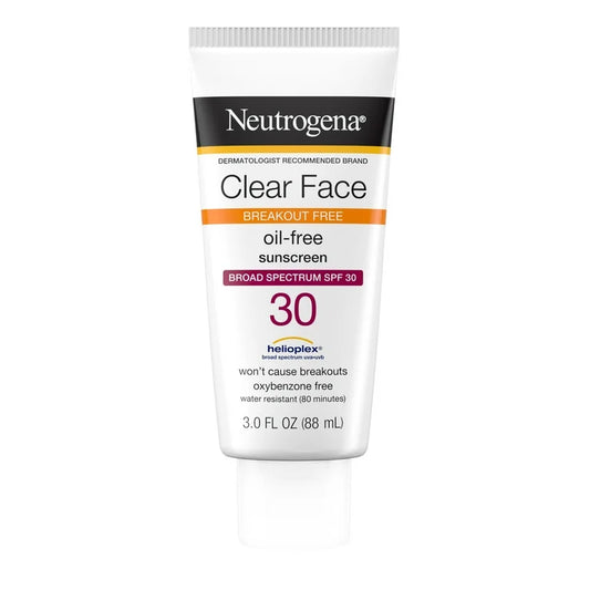 Neutrogena SPF 30 Clear Face Sunscreen for Oily Skin, 3 fl. oz