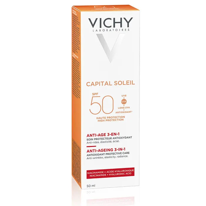 Vichy Capital Soleil Anti-Ageing 3-in-1 Daily Sun Protection Cream For Face SPF50 50ml