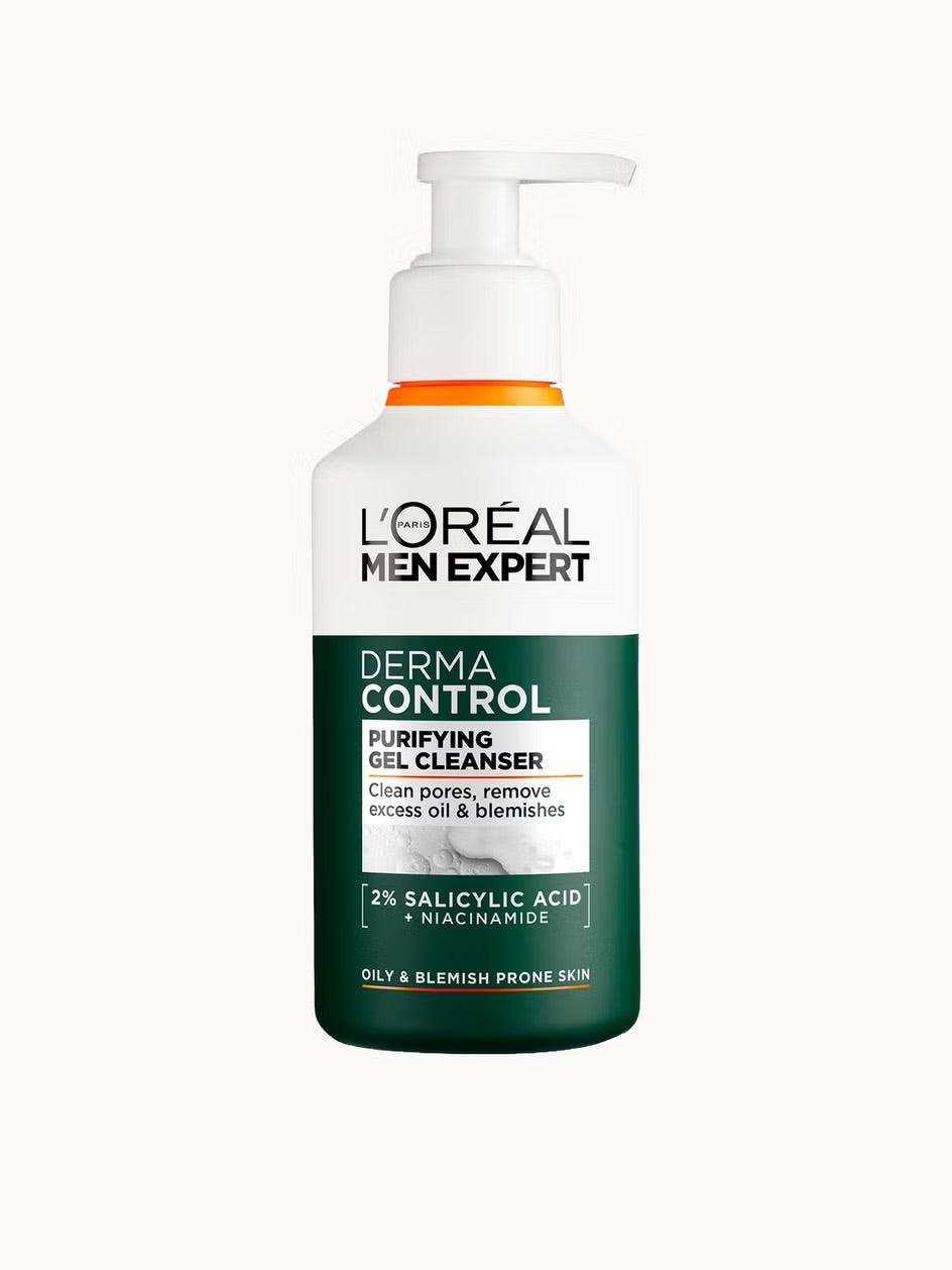 L'ORÉAL MEN EXPERT DERMA CONTROL PURIFYING CLEANSING GEL WITH 2% SALICYLIC ACID + NIACINAMIDE 260ML