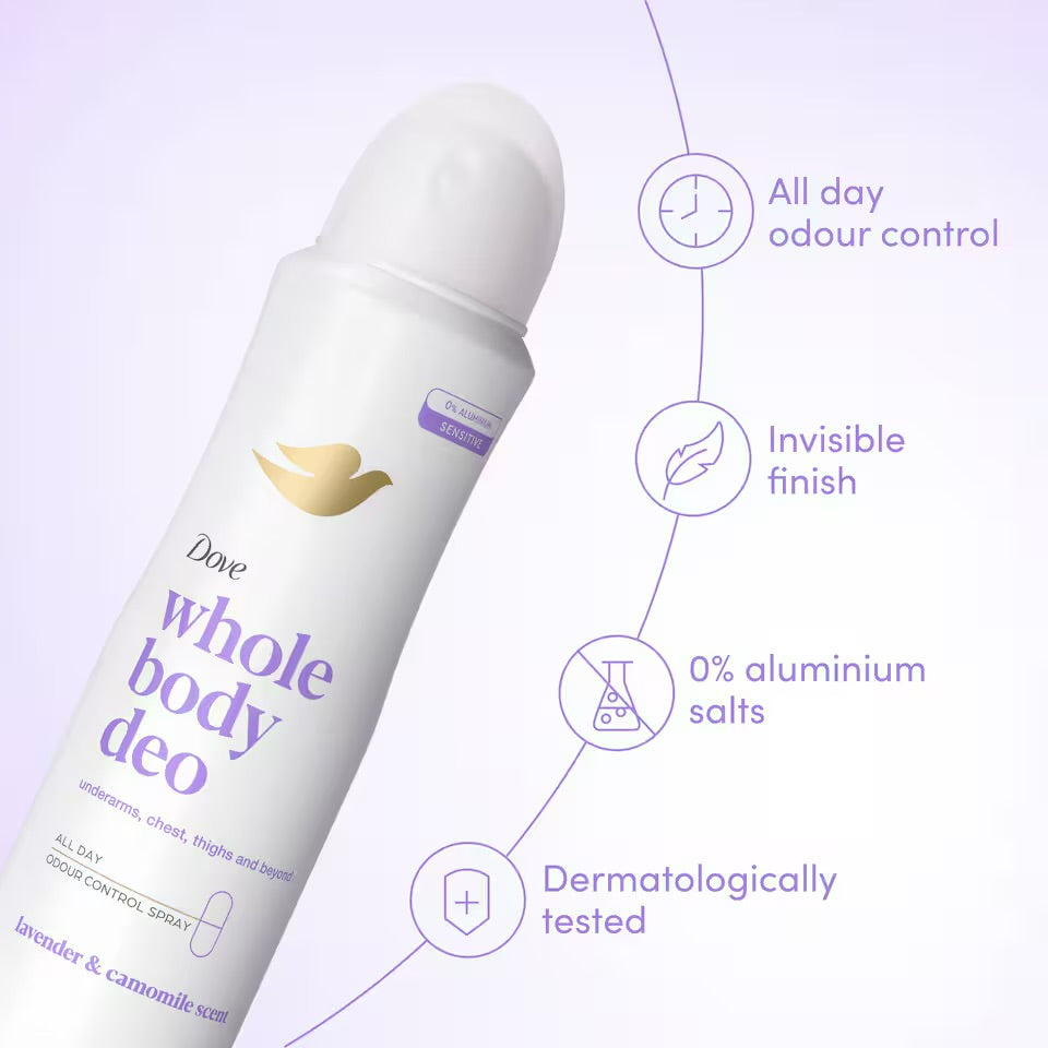 Dove Whole Body Deodorant Spray 48h Odour Control 150ml (Delivery 13/08/26)
