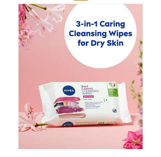 NIVEA Biodegradable Face Cleansing Wipes Dry Skin - 40 wipes