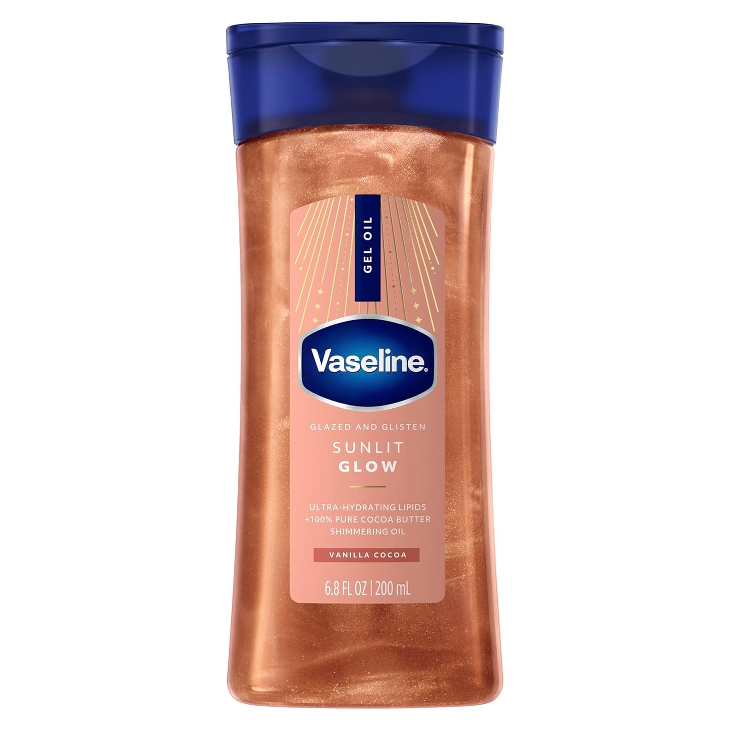 Vaseline Sunlit Glow Shimmer Body Oil - Vanilla Cocoa with Ultra-Hydrating Lipids & Pure Cocoa Butter 200ML
