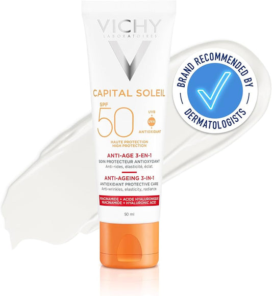 Vichy Capital Soleil Anti-Ageing 3-in-1 Daily Sun Protection Cream For Face SPF50 50ml