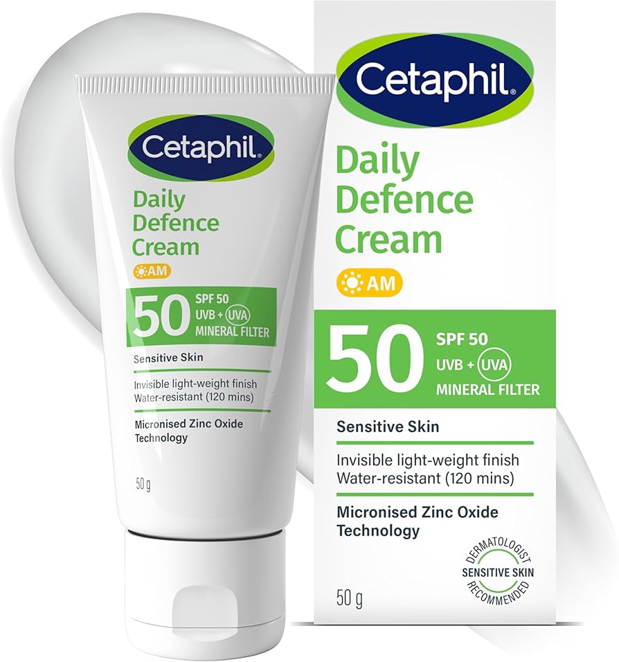 Cetaphil Daily Defence Cream SPF50, with UVA/UVB filters for Sensitive Skin, 50G