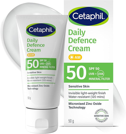 Cetaphil Daily Defence Cream SPF50, with UVA/UVB filters for Sensitive Skin, 50G