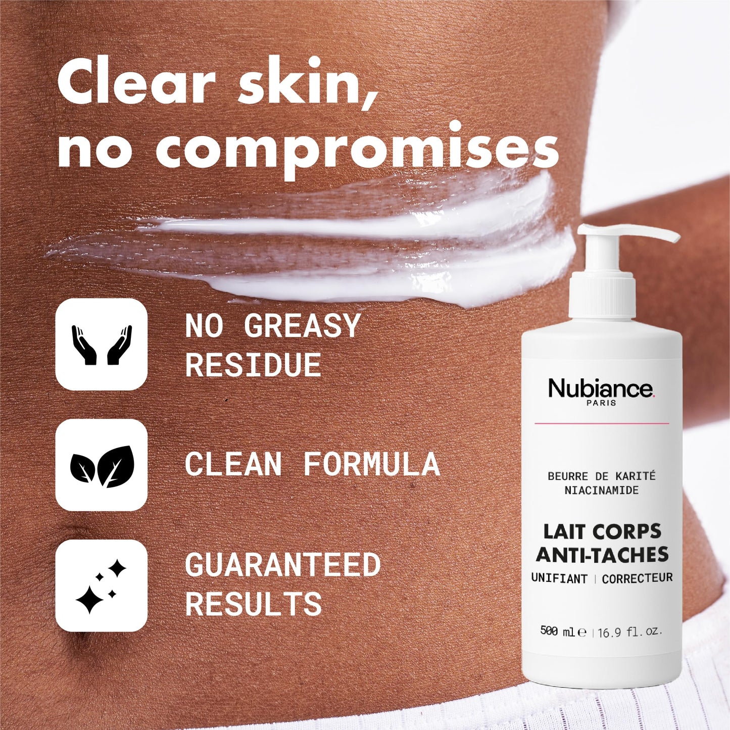 NUBIANCE - Lait Corps Unifiant & Hydratant HRB-3, 500ml - Soin protecteur et Anti-Tache d'hyperpigmentation