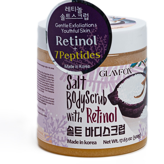 Glamfox~Retinol + 7Peptides Body Scrub With Salicylic Acid And Salt 500ML