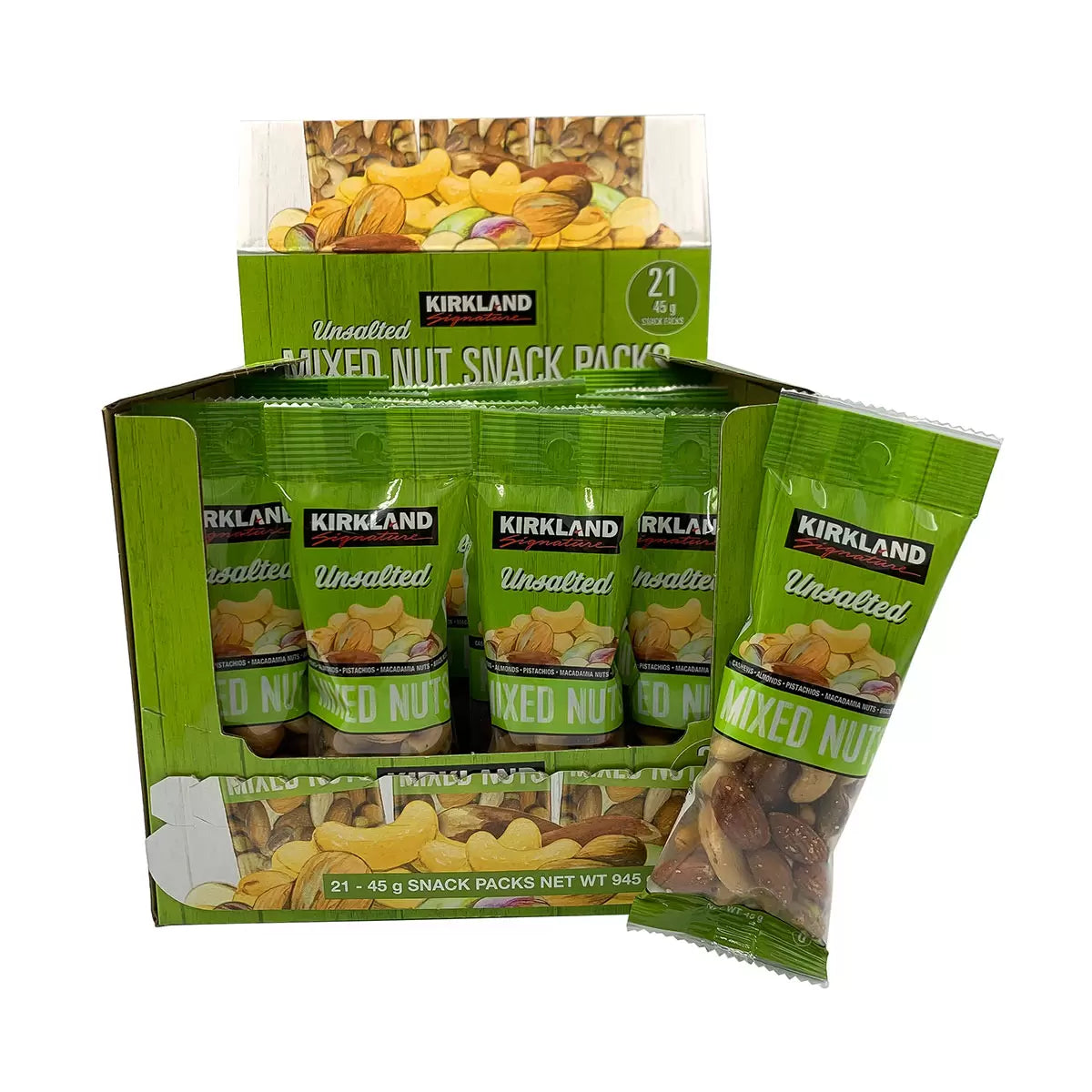 Kirkland Signature Unsalted Mixed Nut Snack Packs, 21 x 45G