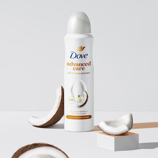 Dove Advanced Care Coconut & Jasmine Anti-Perspirant Deodorant Spray with plant based moisturiser for 72hour protection 200ML