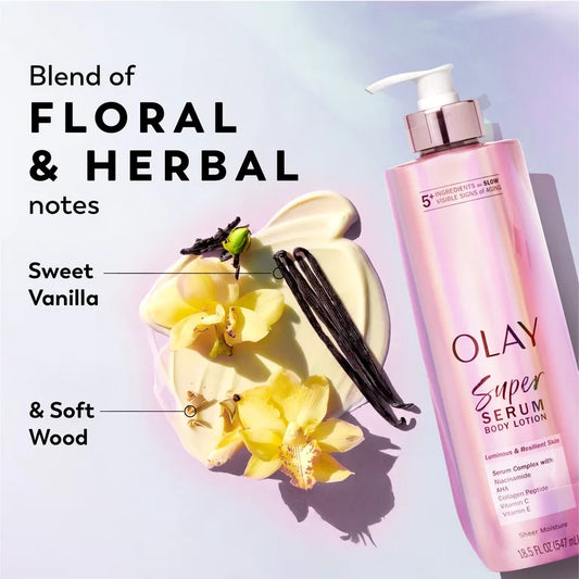 Olay Super Serum Body Lotion, Moisturizing Body Lotion for Dry Skin with Super Serum Complex, 18.5 fl oz