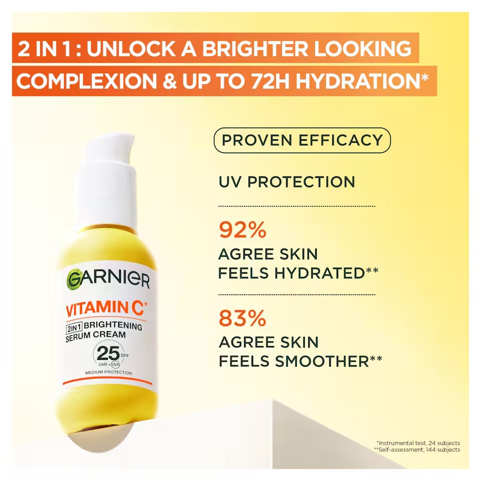 Garnier SkinActive Vitamin C 2in1 Brightening Serum Cream SPF 25, 50ML