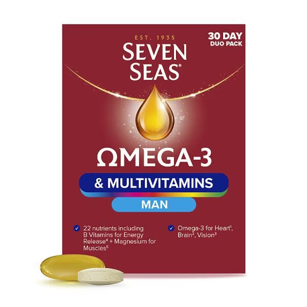 Seven Seas Omega-3 & Multivitamins Man 30 Tablets & 30 Capsules (1 Month Supply)  (Pre-Order, Delivery 13/08/26)