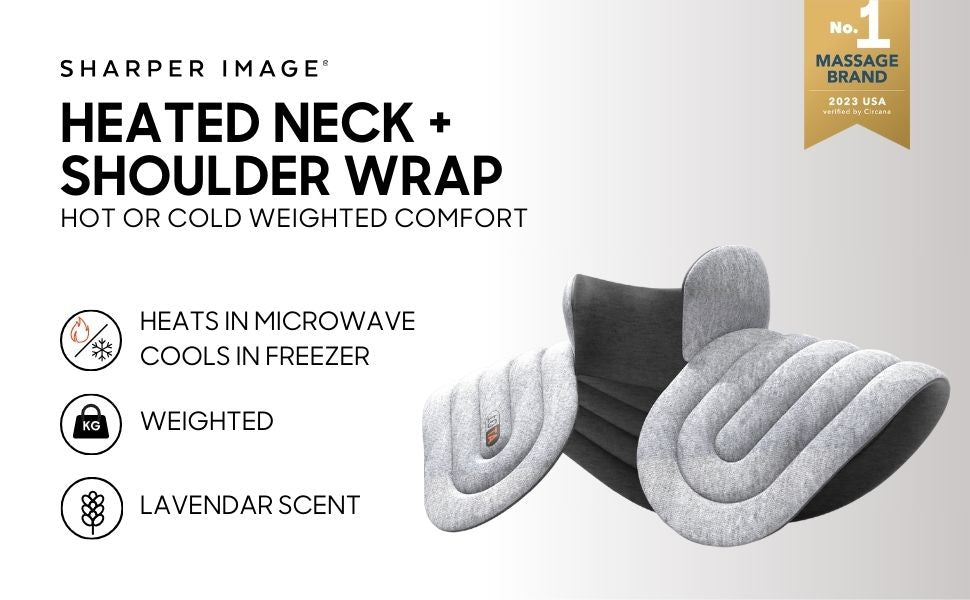 SHARPER IMAGE Neck & Shoulder Heated Wrap - Grey