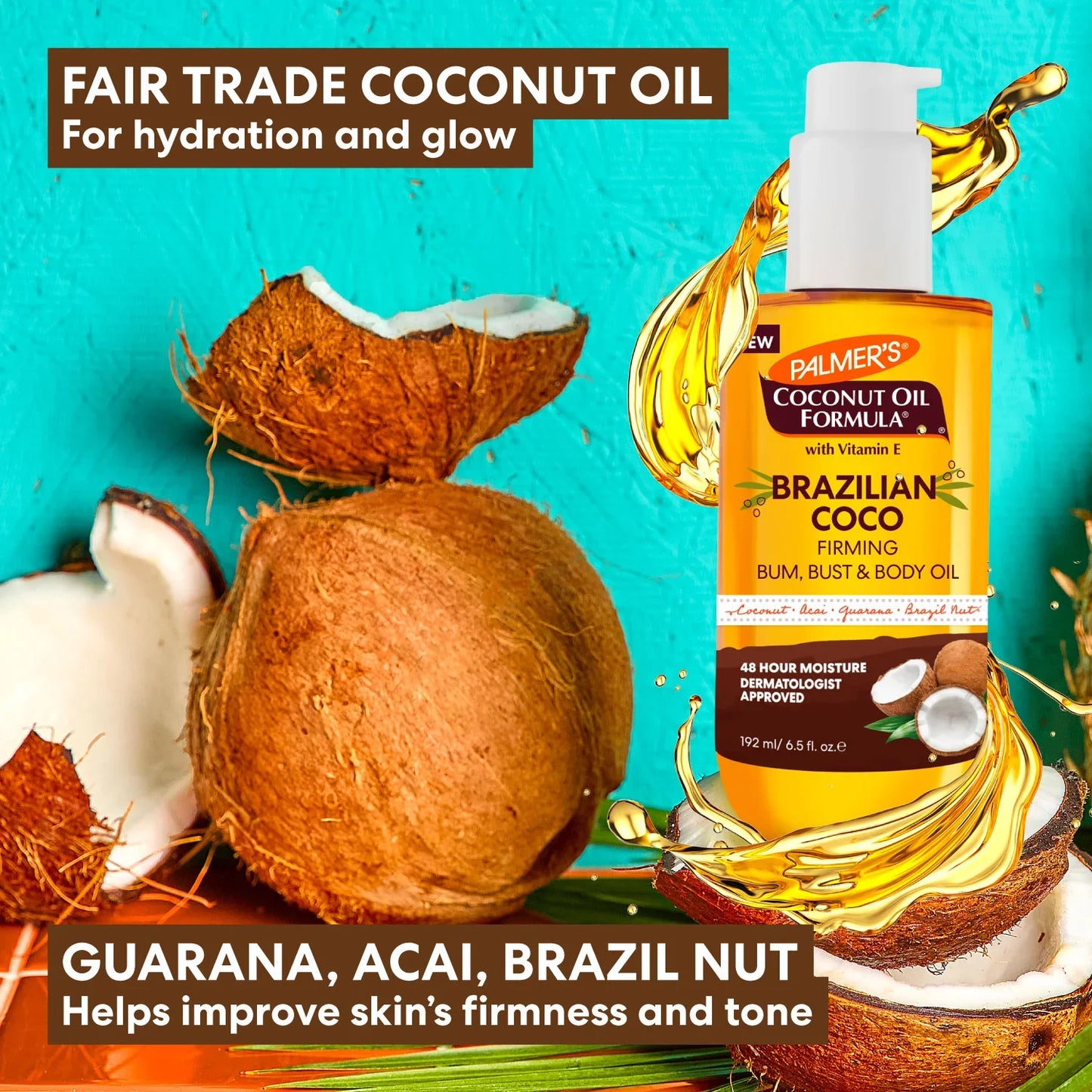Palmer's Brazilian Coco Firming Bum, Bust & Body Oil 192ML