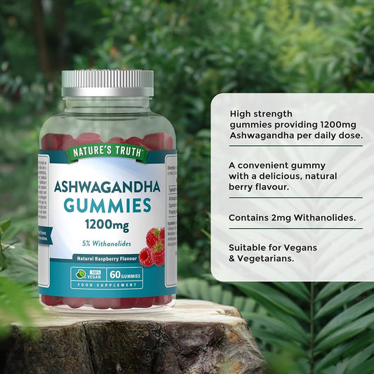 Nature's Truth Ashwagandha 3000mg - 60 Vegan Gummies - Raspberry