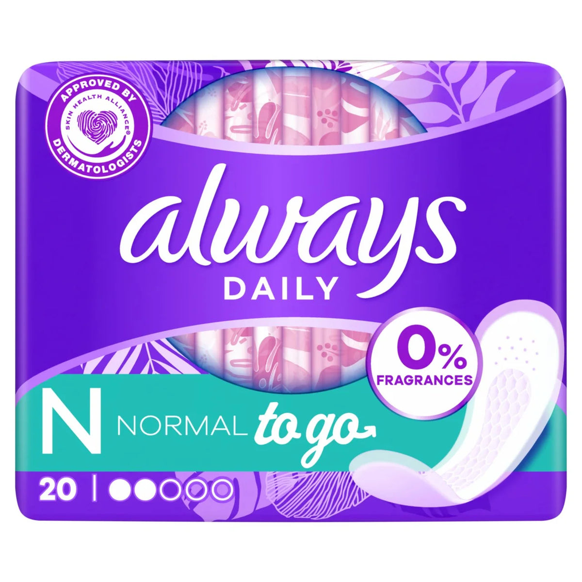 Always Dailies Fresh Liners Folded&Wrapped To Go Normal 20 Count