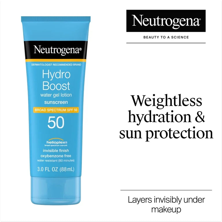 Neutrogena Hydro Boost Moisturizing Gel Sunscreen Lotion for Face and Body, SPF 50, 3 fl oz