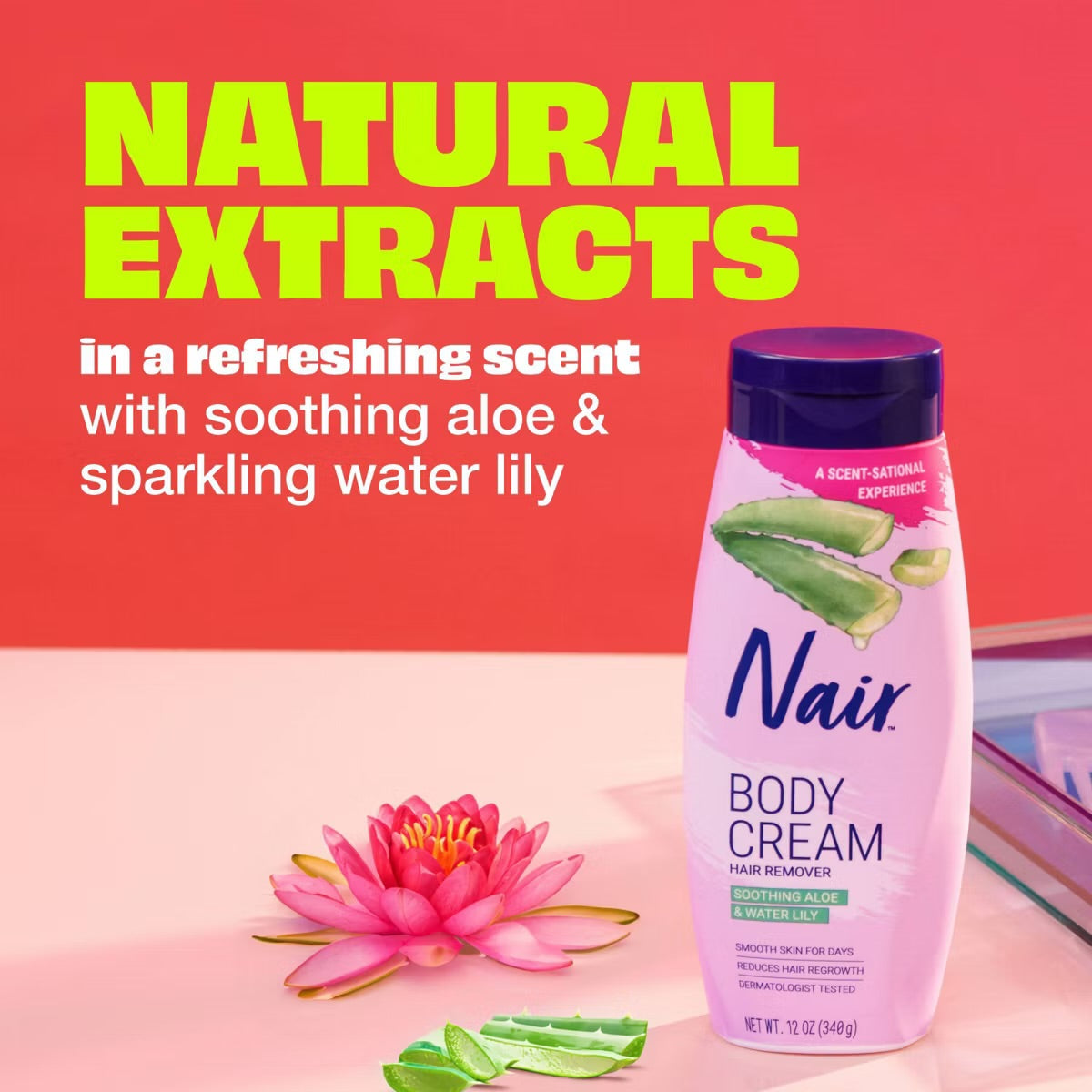 Nair Hair Removal Cream - Aloe & Water Lily - 7.9oz: Bikini Line, Legs, Arms Application, All Hair And Skin Types
