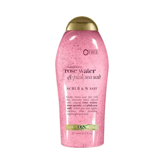 OGX Sensitive+ Rose Water & Pink Sea Salt Body Scrub, 19.5 fl. oz