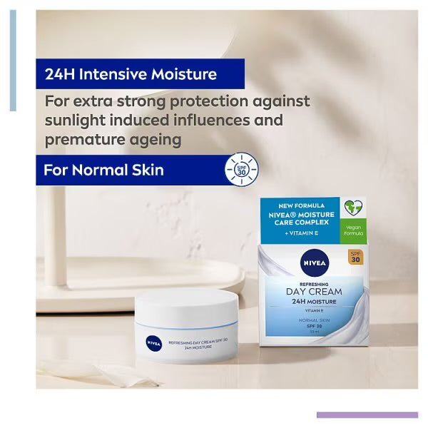 NIVEA Refreshing Day Cream 24h Moisture with Vitamin E for Normal Skin SPF30 50ML